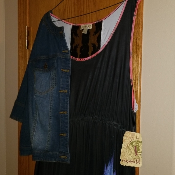 2 peice One World Maxi dress with denim jacket - Picture 3 of 6